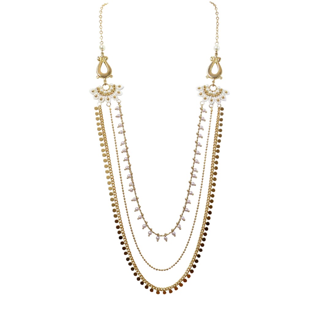 Gold and Pearl Layered Necklace Statement Layer Necklace Etsy