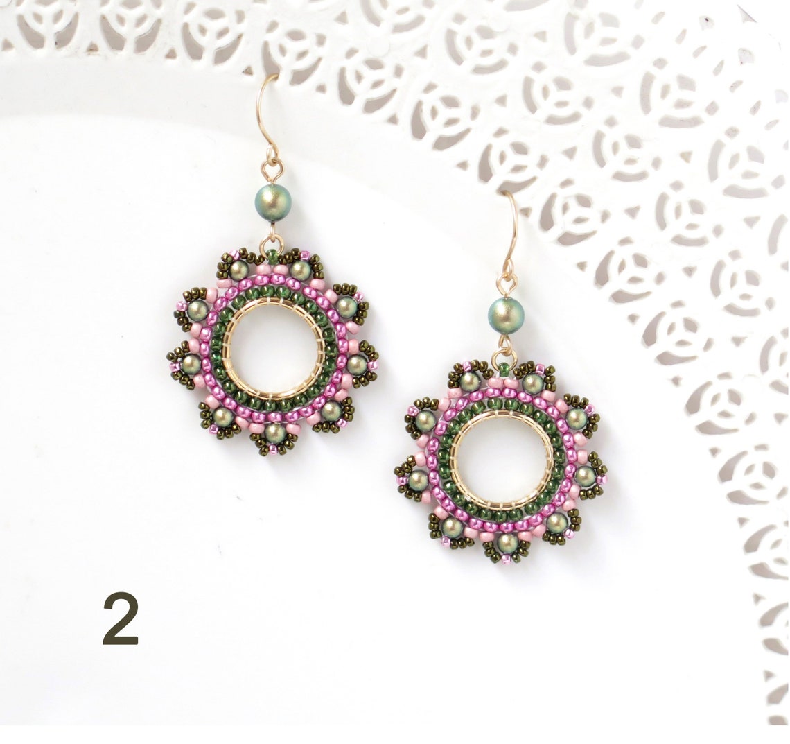 Colorful flower spring earrings for women Handmade beaded | Etsy