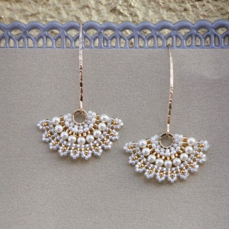 Earrings for wedding day, Bridal pearl earrings, Statement wedding earrings, Bridal long drop earrings, Unique bridal earrings 