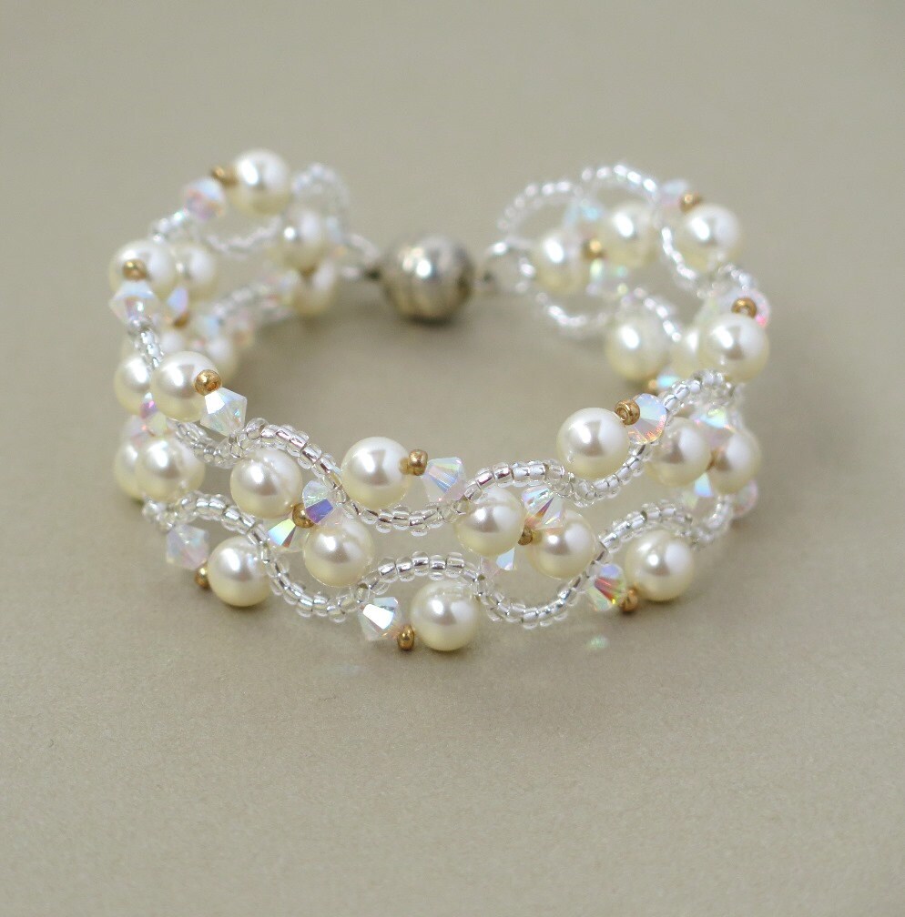 Bridal Pearl and Crystal Bracelet Wedding Swarovski Pearl - Etsy