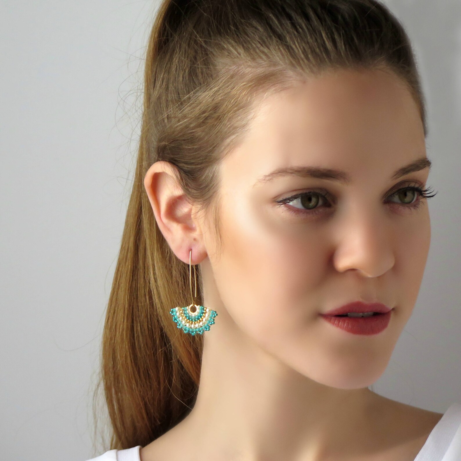 Turquoise earrings dangle Fashion earrings Long earrings for Etsy