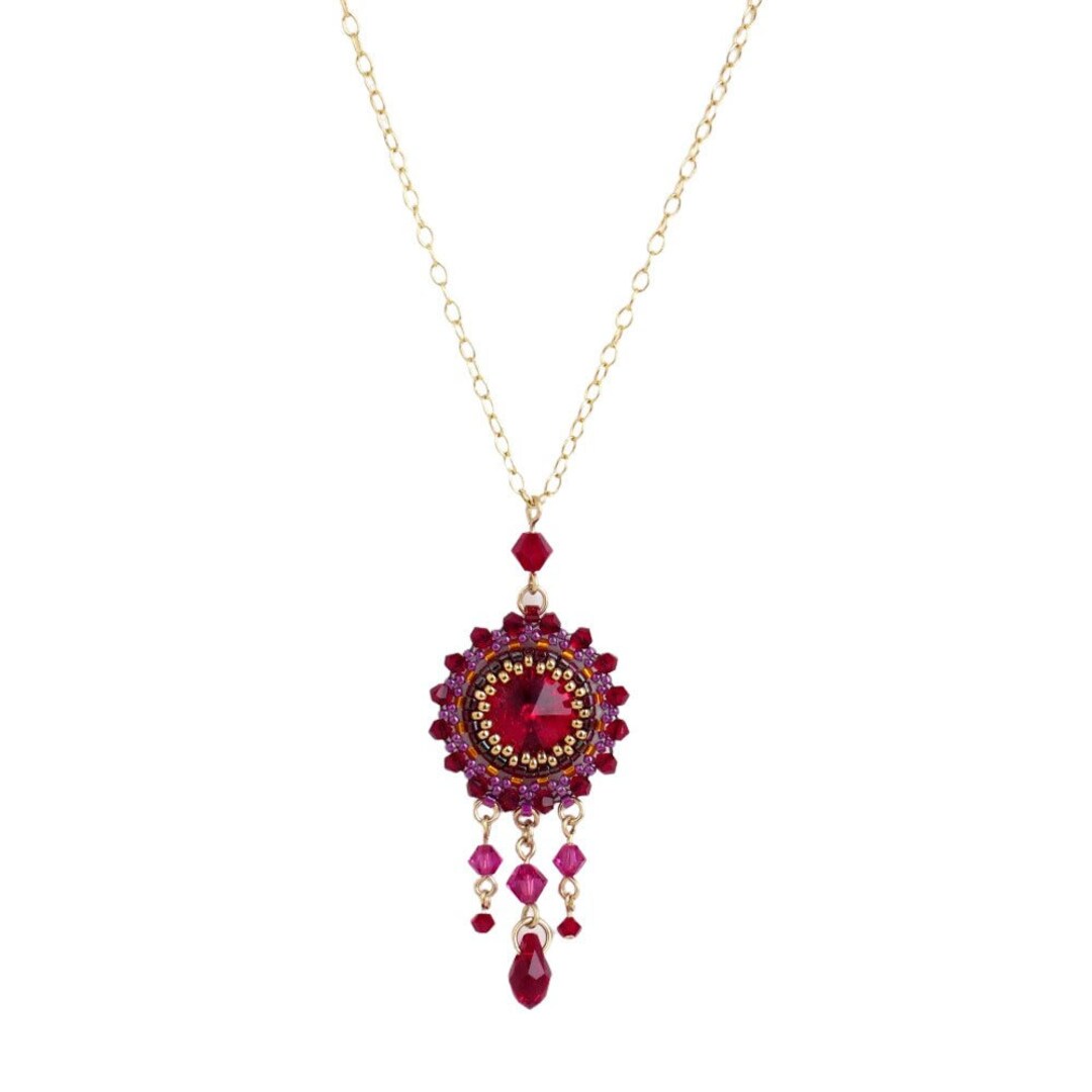 Red Pendant Necklace Chandelier Necklace Swarovski Crystal - Etsy Israel