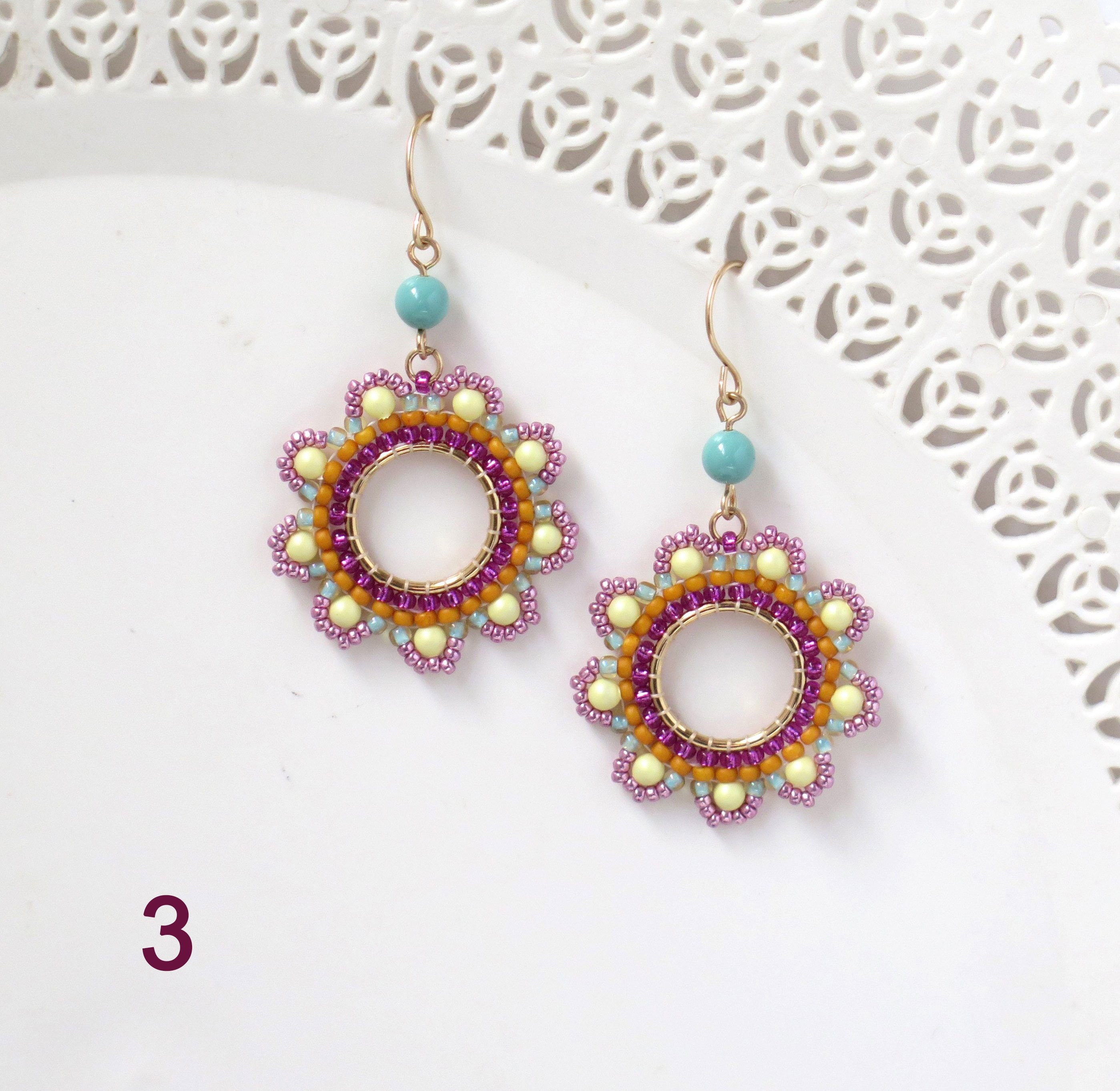 Colorful Flower Spring Earrings for Women Handmade Beaded - Etsy UK