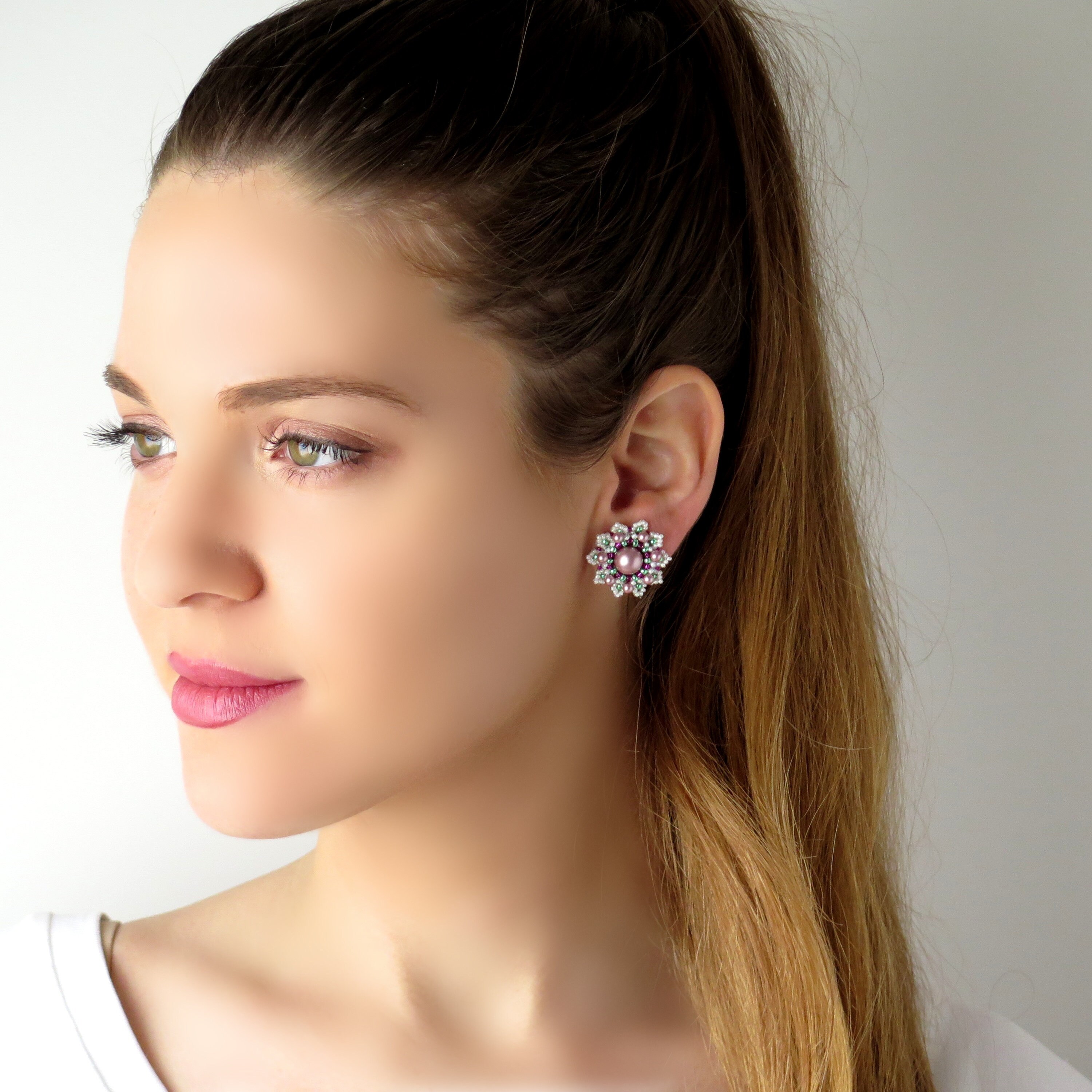 Florem Strass Post Earrings in Crystal main image 1