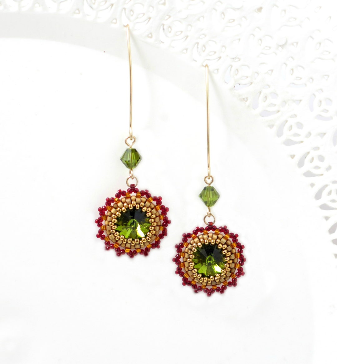 Green and red earrings Clearance
