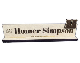 Custom handmade desk nameplate with logo, motto, and 3d add-on