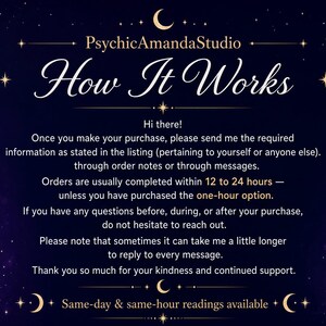 Explanation of how psychic Amanda readings work and how to purchase