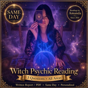 Witch Psychic Tarot Card Reading 3 Questions Same Day In All Areas Of Life Past, Present, Future By Amanda PDF