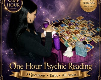 One Hour Immediate Same Day Psychic Reading by Amanda 3 Questions Tarot Card Psychic Reader Love, Written Report & PDF
