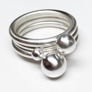 Silver stacking rings, silver orb rings, globe rings, bauble rings, silver ball rings, sphere rings