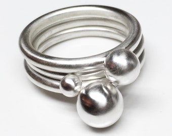 Silver stacking rings, silver orb rings, globe rings, bauble rings, silver ball rings, sphere rings