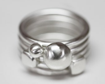 Silver pebble rings, Silver Stacking Ring, Nugget Rings, Stacking Rings, Silver nugget rings, stackable rings