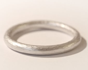 Hammered silver ring, textured silver ring, silver halo ring, textured halo ring, silver ring, silver halo band, silver band