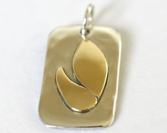 Silver and Gold Leaf Pendant, Leaf Jewellery, Leaf Necklace, Mixed metal jewellery, Leaf Pendant, Silver Pendant, Inspired by nature