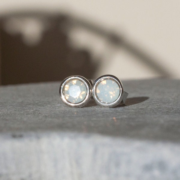 October Birthstone Earrings, Opal Crystal Sterling Silver Earrings,  Opal Coloured Crystals, Opal Earrings, Opal Jewellery