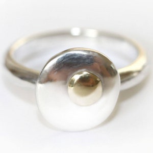 Gold and Silver Ring, Silver and Gold Ring, Gold Ring, Gold and Silver Jewellery, Rose Gold Ring, Gold Pebble Ring, Silver Pebble ring image 1
