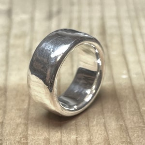 Z+1 Heavy Silver Forged Ring, Size 13 Chunky Silver Band