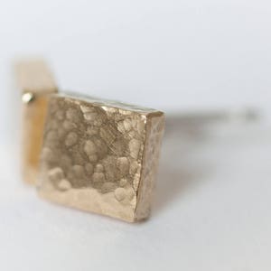 Gold Earrings, Gold Stud Earrings, Square Gold Stud Earrings, Hammered Gold Earrings, Textured Gold Earrings