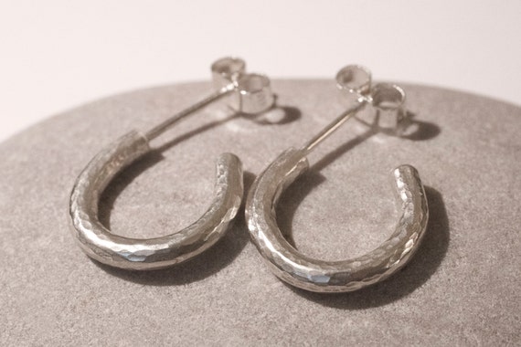 Silver hoop earrings, Solid Silver Hoop Earrings, Hammered Silver Earrings, Silver Hoops, Silver Earrings, Textured Silver Earrings, Hoop Ea