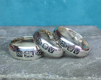 Anello d'argento con marchio di garanzia, anello con marchio di garanzia di Londra, anello con marchio di garanzia del Regno Unito, anello d'argento largo, anello d'argento grosso