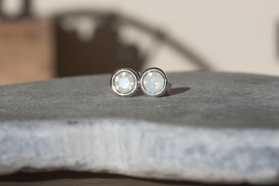 October Birthstone Earrings, Opal Crystal Sterling Silver Earrings,  Opal Coloured Crystals, Opal Earrings, Opal Jewellery