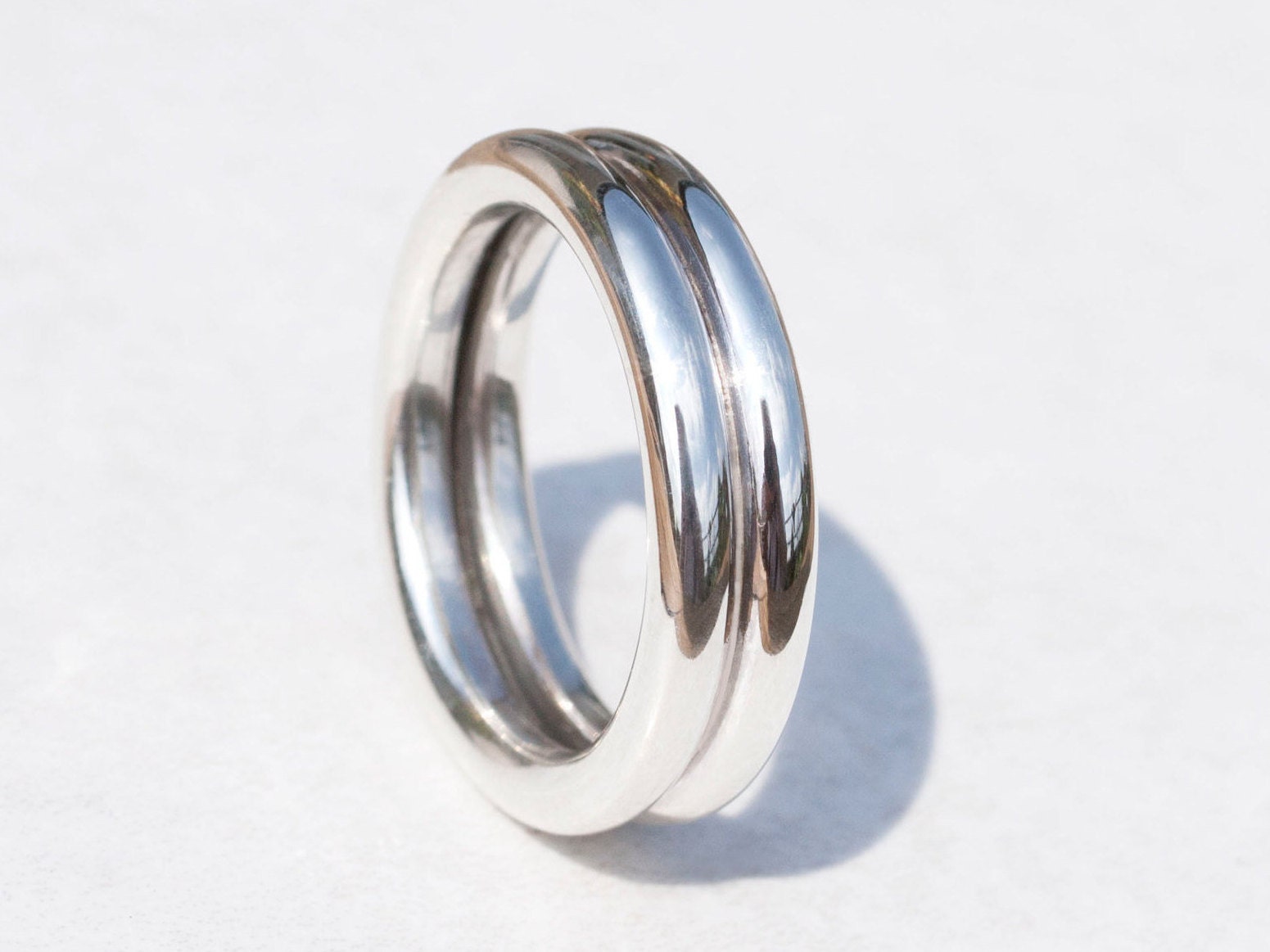 Double silver ring, Chunky Silver Ring, Double Halo Ring, Wide Silver ...