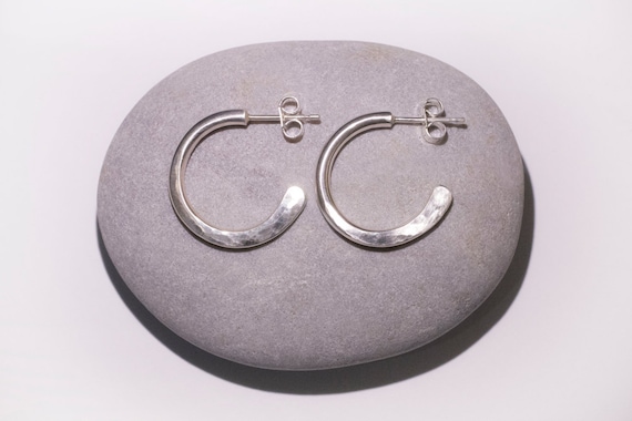 Thick hoop earrings, Sterling Silver Hoop Earrings, Hoop Earrings, Silver Hoops, Hammered Silver Earrings