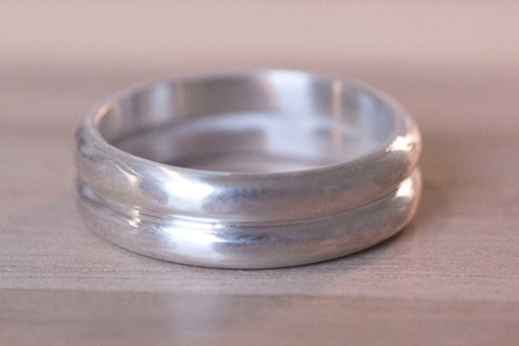 Double silver ring, Chunky Silver Ring, Matte Silver Ring, Domed Silver Ring, Wide Silver Ring, Thick silver band,