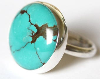 Türkis Ring, Sterling Silber Türkis Ring, Türkis Silber Ring, chinesischer Matrix Türkis, Türkis Schmuck, Dezember Geburtsstein