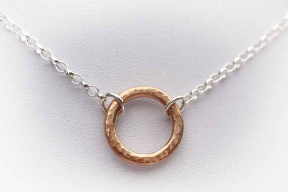 Rose Gold Necklace, Rose Gold jewellery, Gold and Silver Necklace, Hammered rose gold, Gold Necklace, Rose Gold Vermeil, Gold choker