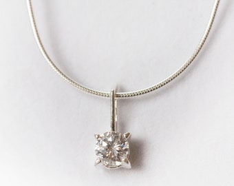 Collana con zirconi cubici, collana di diamanti, gioielli da sposa, collana da sposa, regalo da damigella d'onore, collana solitaria