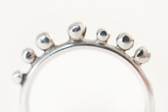 Delicate Silver Ring, Tiny pebble silver ring, Silver bobble ring, pebble ring, silver hammered ring, textured ring, stacking ring