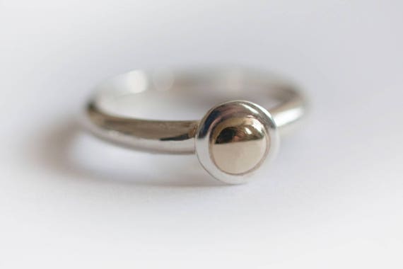 Stacking Ring. Silver and Brass ring and Garnet ring