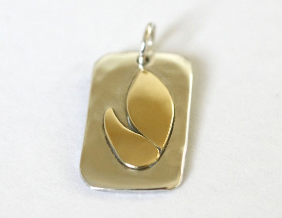 Silver and Gold Leaf Pendant, Leaf Jewellery, Leaf Necklace, Mixed metal jewellery, Leaf Pendant, Silver Pendant, Inspired by nature