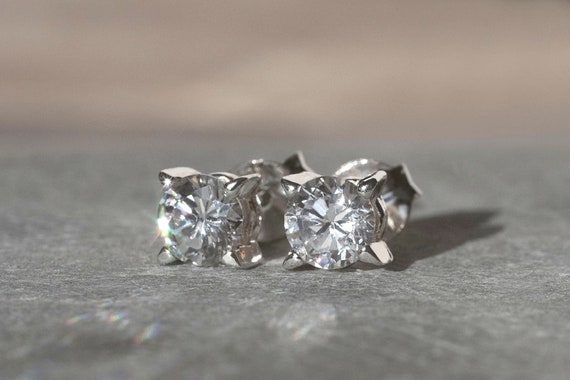 Cubic Zirconia Earrings, CZ Stud Earrings, Cubic Zirconia Stud Earrings, Sterling Silver Earrings, Christmas Earrings