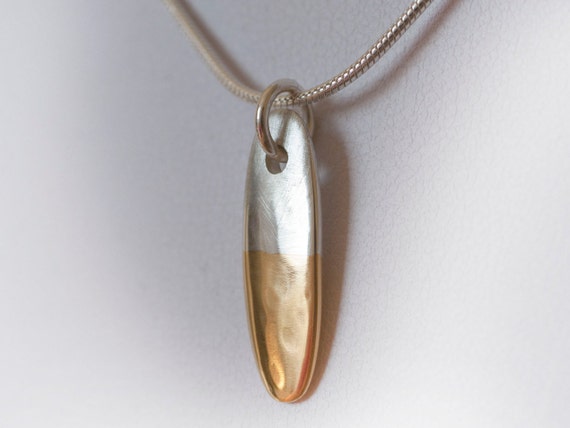 Gold Pendant, Gold Necklace, Gold and Silver Pendant, Dipped Gold Pendant, Gold and Silver Necklace, Silver and Gold