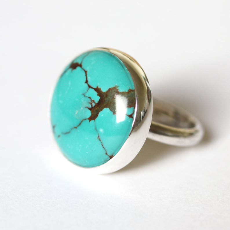 Turquoise Ring, Sterling Silver Turquoise Ring, Turquoise Silver Ring, Chinese Matrix Turquoise, Turquoise jewellery, December birthstone image 1