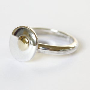 Gold and Silver Ring, Silver and Gold Ring, Gold Ring, Gold and Silver Jewellery, Rose Gold Ring, Gold Pebble Ring, Silver Pebble ring image 2