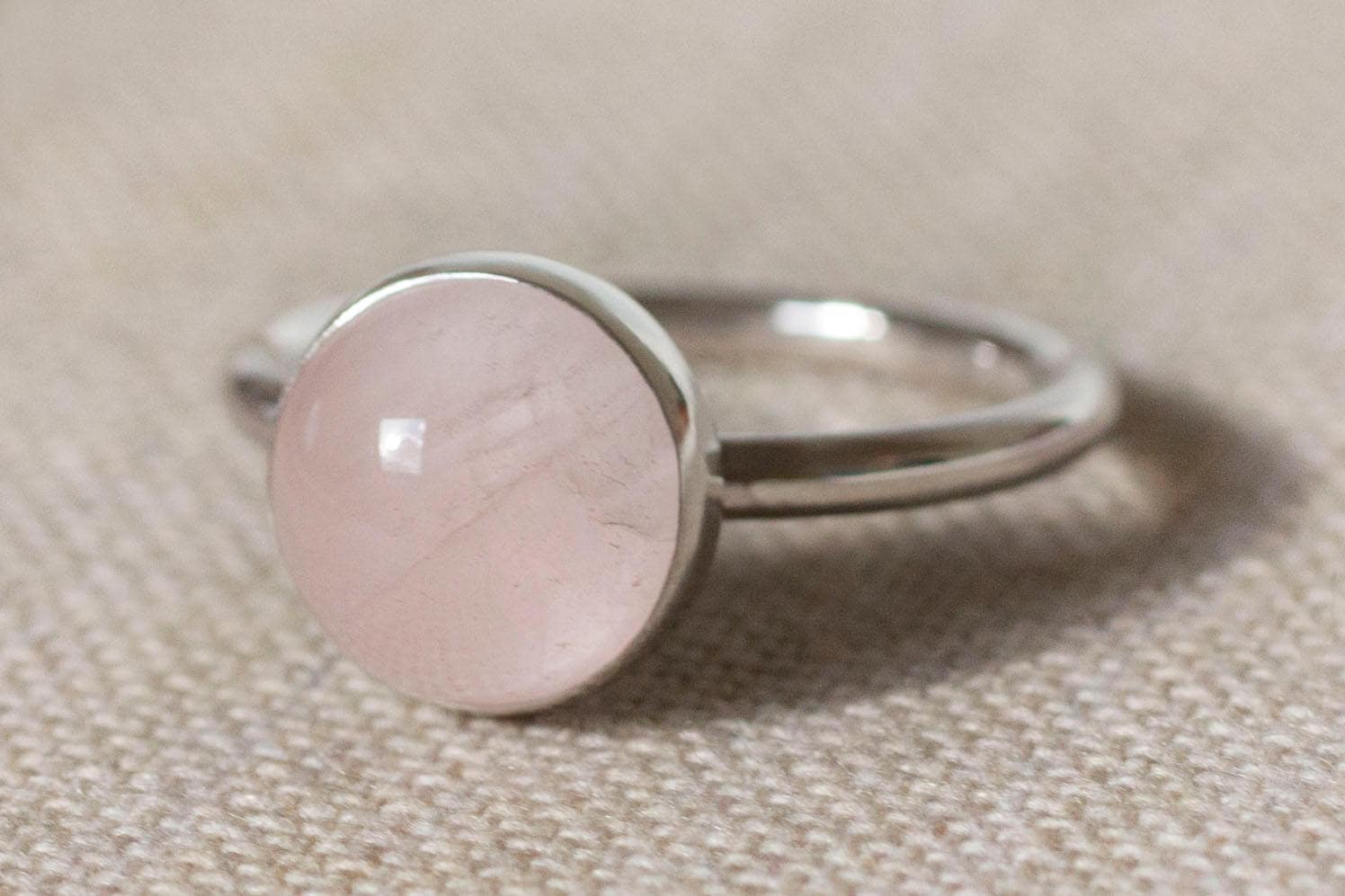 Rose Quartz Ring, Pink Solitaire Ring, Pale Pink Quartz Ring, Pink Ring ...