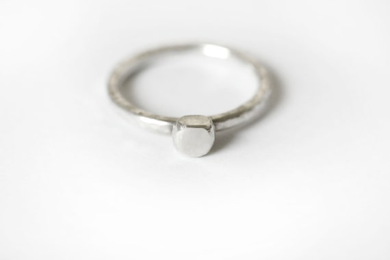 Silver cube ring, silver square stacking ring