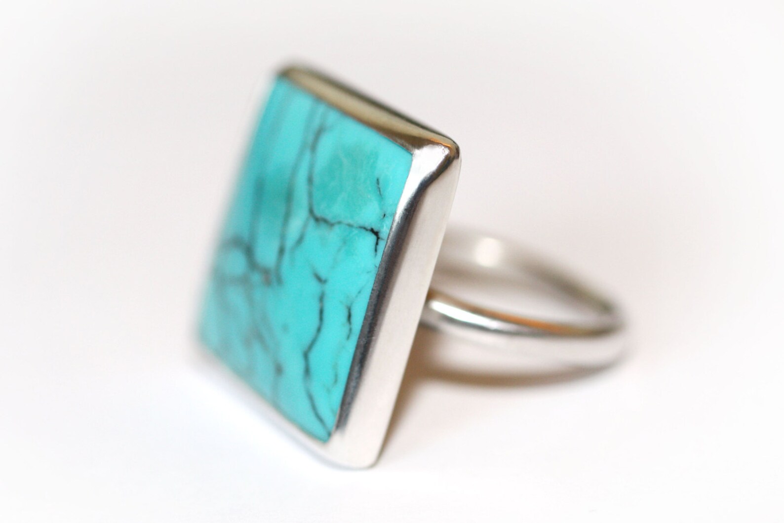 Turquoise Ring Square Ring Square Turquoise Ring Turquoise Etsy