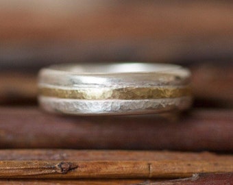 Men’s Wedding Ring / Gold and silver wedding ring / Man’s Wedding Ring