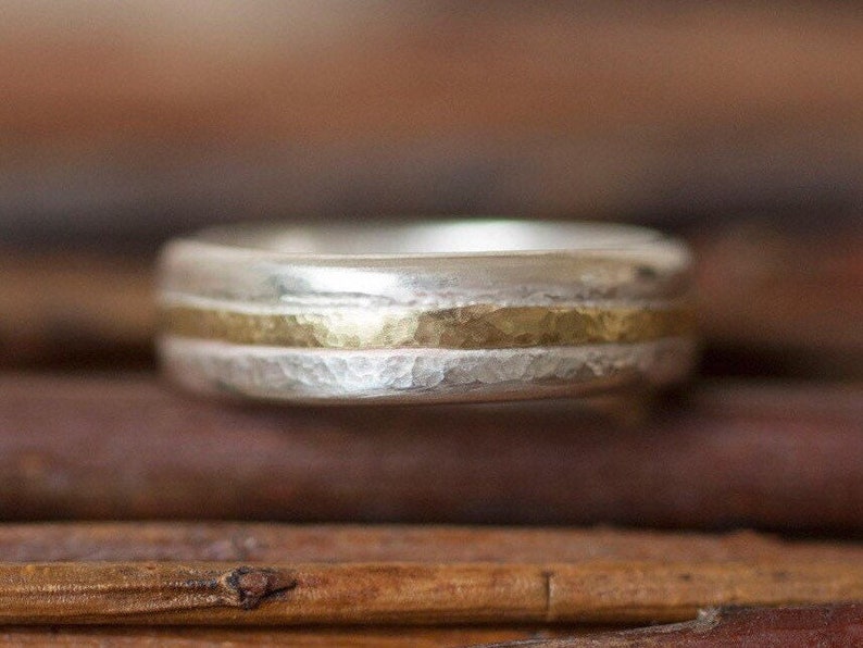 Mens Wedding Ring / Gold and silver wedding ring / Mans Wedding Ring image 1