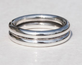 Double silver ring, Chunky Silver Ring, Double Halo Ring, Wide Silver Ring, Thick silver band, Stacking Ring, stackable ring, silver rings