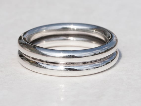 Double silver ring, Chunky Silver Ring, Double Halo Ring, Wide Silver Ring, Stacking Ring, stackable ring, silver rings