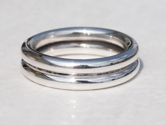 Double silver ring, Chunky Silver Ring, Double Halo Ring, Wide Silver Ring, Thick silver band, Stacking Ring, stackable ring, silver rings