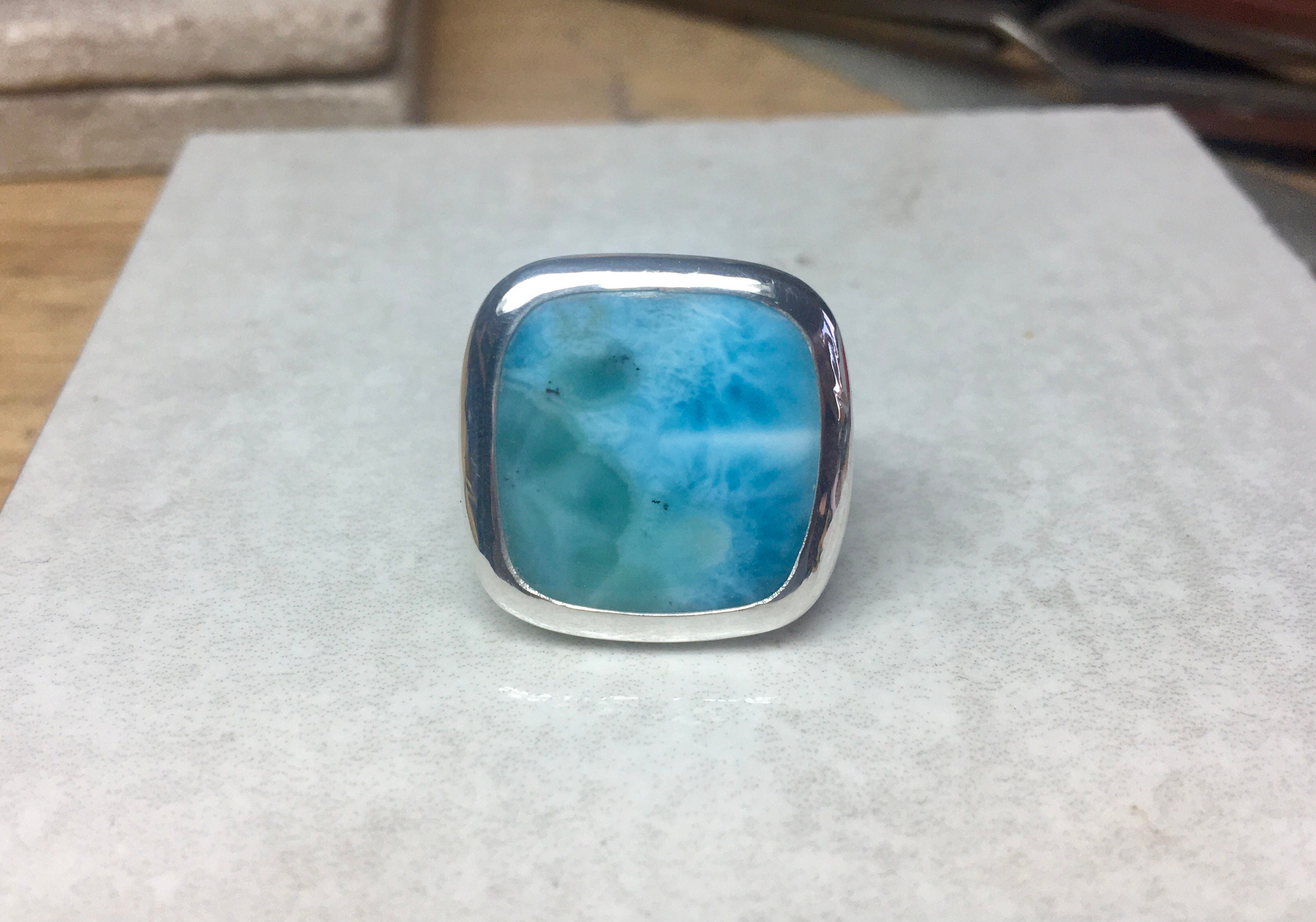 Silver Plated Oval Design Sky Blue Color Finger Ring