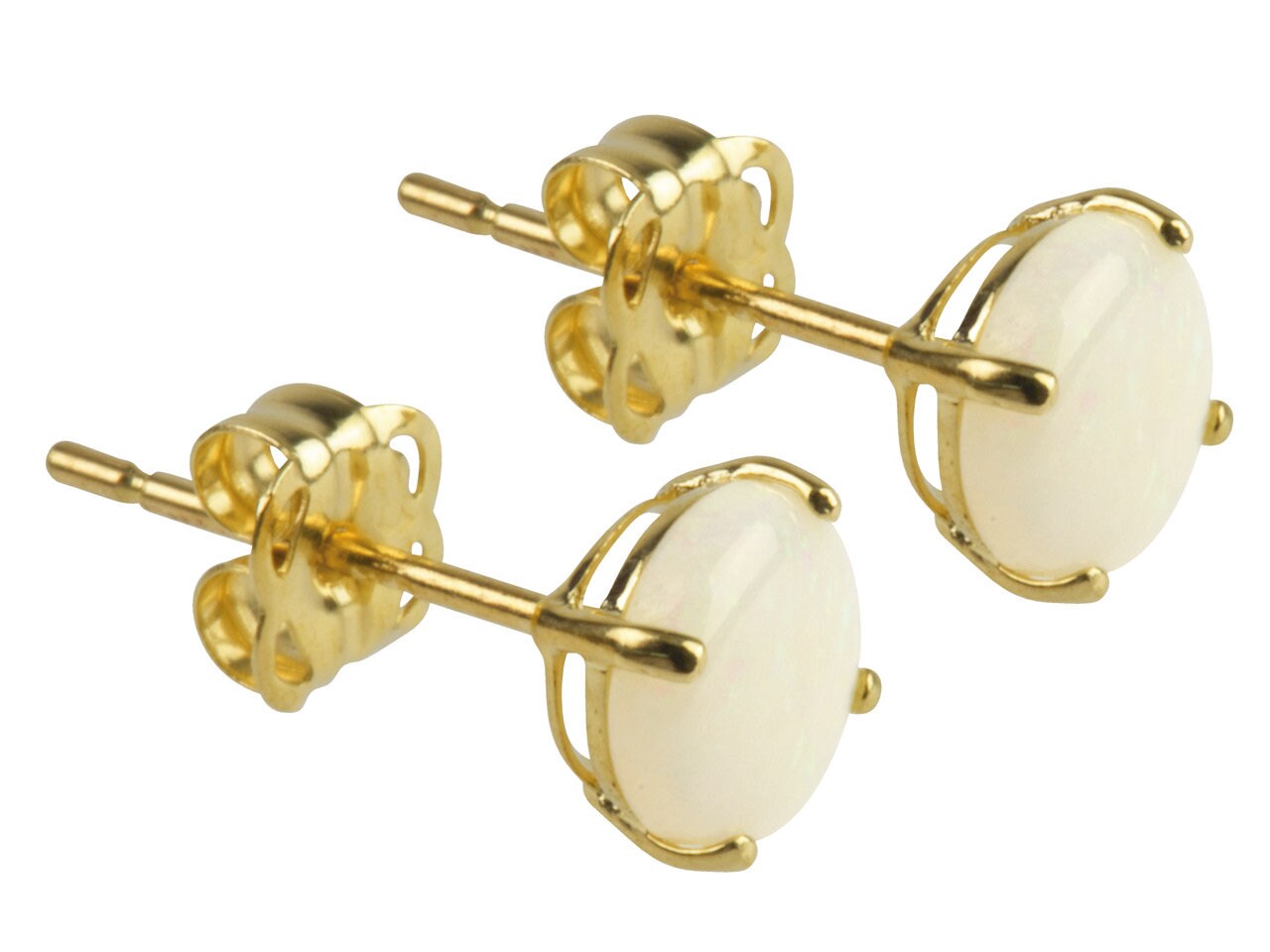 October birthstone earrings Opal and Gold Earrings 5mm Opal