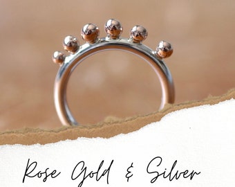 Gold Pebble Ring, Gold and Silver Ring, Gold Jewellery, Gold pebble Ring, Gold nugget ring, delicate gold ring, Rose Gold Ring