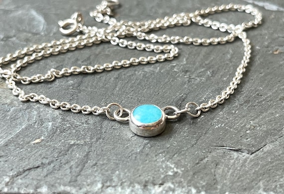 Turquoise Gem Pendant on a Sterling Silver Chain